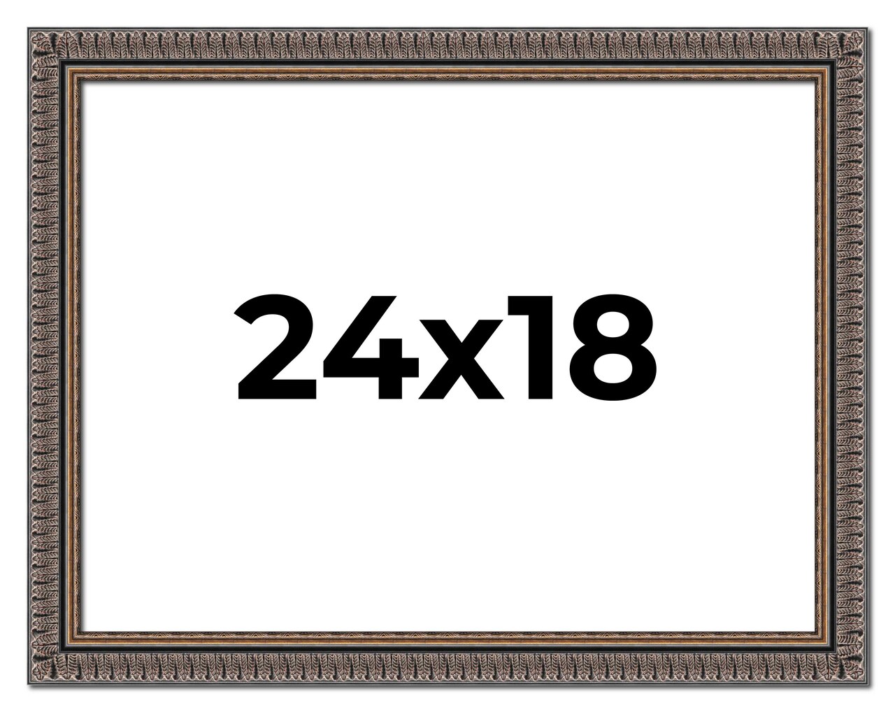 18x24 Ornate Picture Frame with UV-Resistant Acrylic & Acid Free Backing, Available in 5 Finishes - Black, Brown, Gold, Silver, White